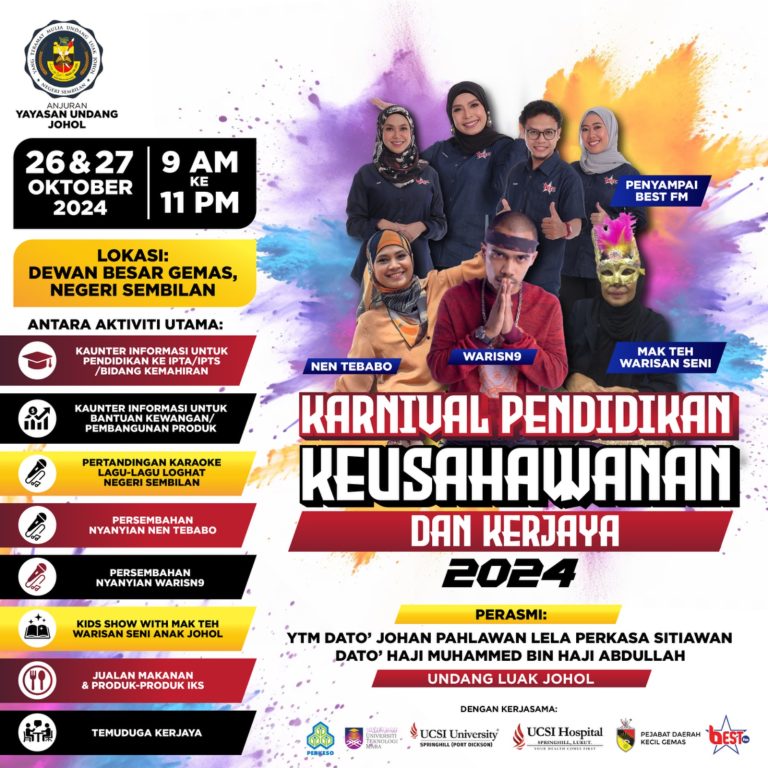 Karnival Pendidikan, Keusahawanan dan Kerjaya 2024: Inisiatif UiTM Dengan Kerjasama Yayasan Undang Johol Memperkasakan Pendidikan dan Ekonomi Luar Bandar